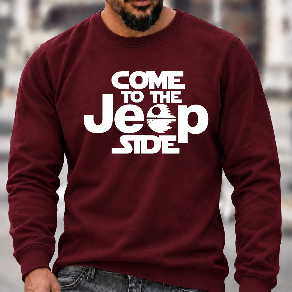 Come To The Jeep Side Crew Neck Sweatshirt Men Star Wars Inspired Jeep Graphic Casual Long Sleeve Pullover