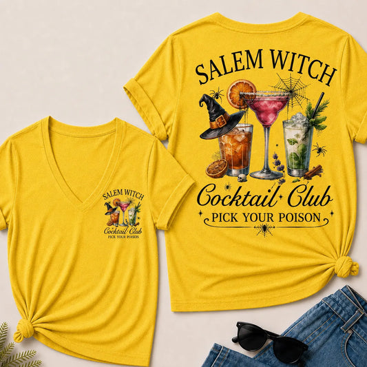 "Salem Witch Cocktail Club – Pick Your Poison" V-Neck Tee