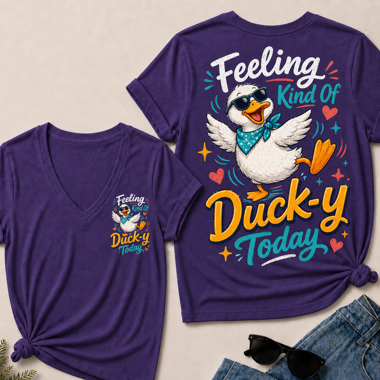 "Feeling Kind of Ducky Today" – V-Neck Tee