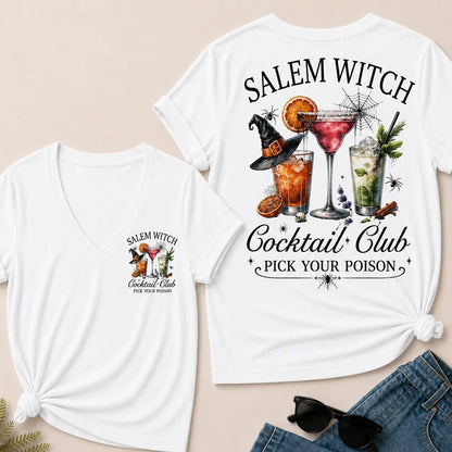 "Salem Witch Cocktail Club – Pick Your Poison" V-Neck Tee