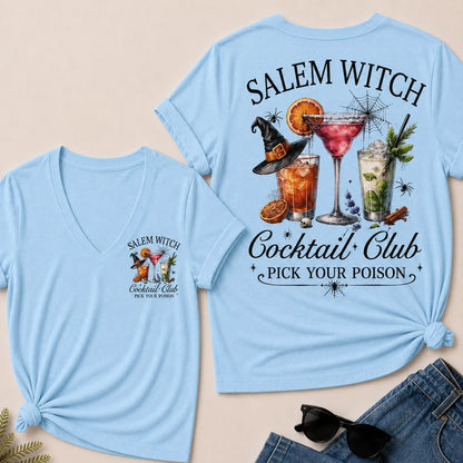 "Salem Witch Cocktail Club – Pick Your Poison" V-Neck Tee