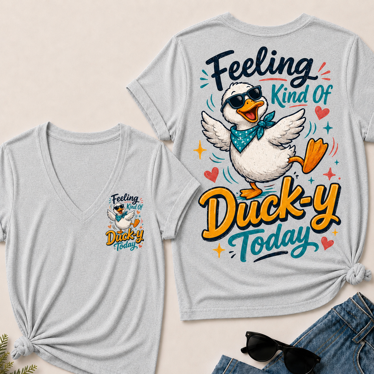 "Feeling Kind of Ducky Today" – V-Neck Tee
