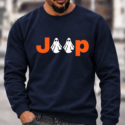 Jeep Ghost Halloween Crew Neck Sweatshirt, Offroad Men’s Graphic Casual Long Sleeve Pullover Top
