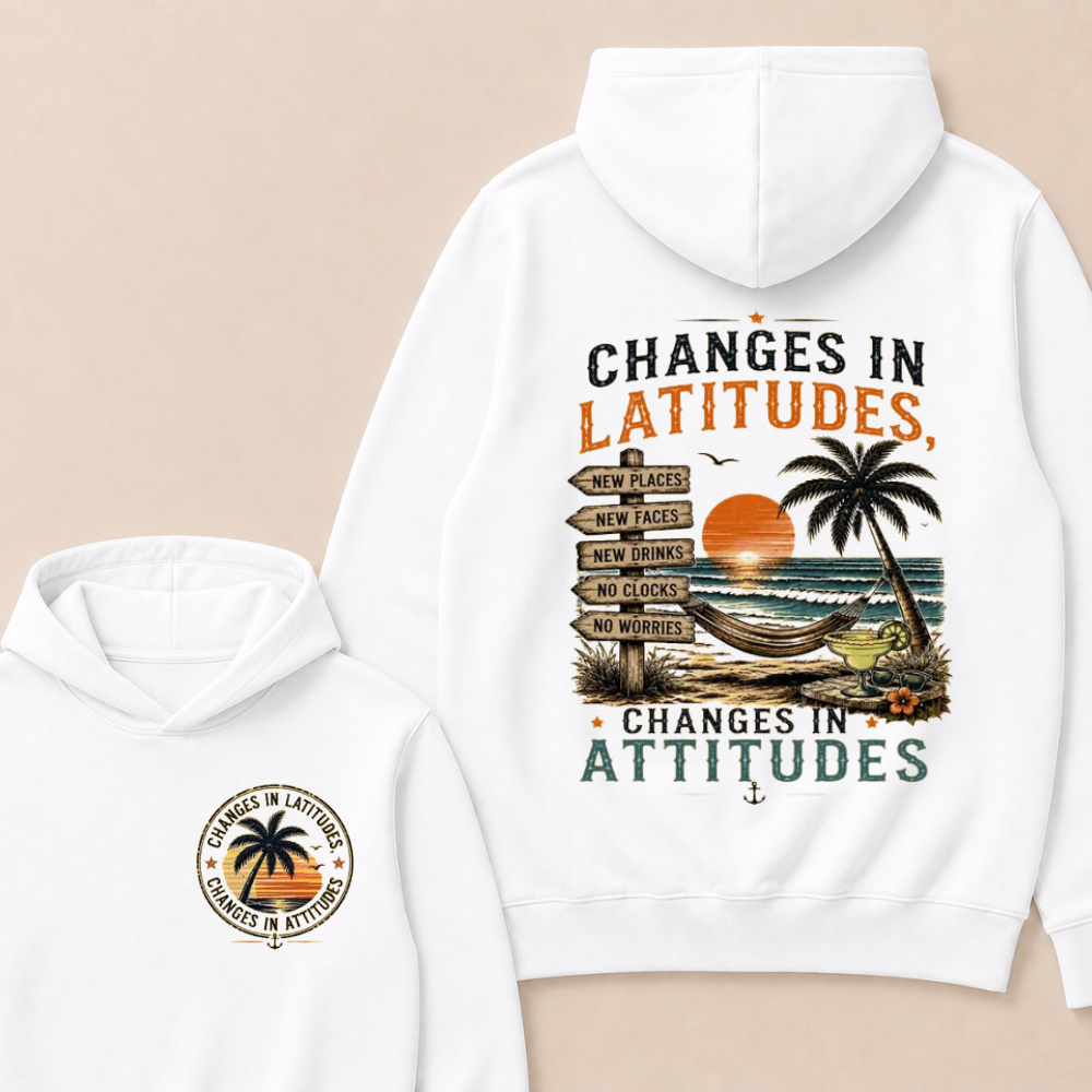 "Changes In Latitudes, Changes In Attitudes" Vintage Beach  Hoodie