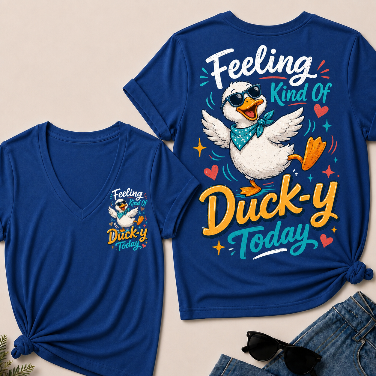 "Feeling Kind of Ducky Today" – V-Neck Tee