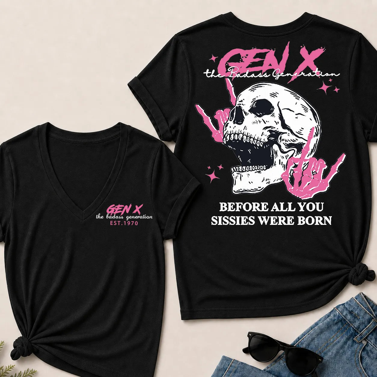 Custom Your Year Gen X – The Badass Generation V-Neck Tee
