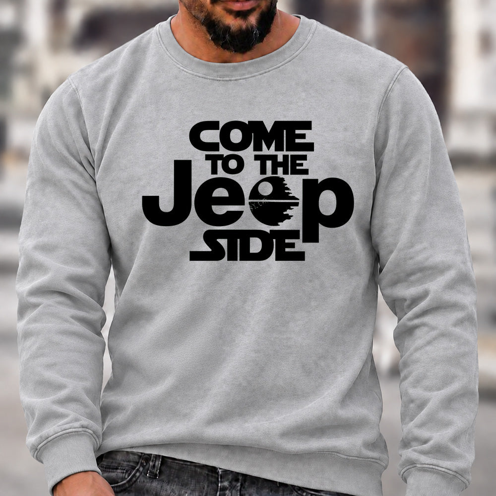 Come To The Jeep Side Crew Neck Sweatshirt Men Star Wars Inspired Jeep Graphic Casual Long Sleeve Pullover