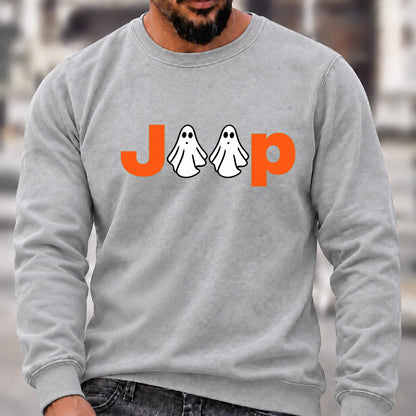 Jeep Ghost Halloween Crew Neck Sweatshirt, Offroad Men’s Graphic Casual Long Sleeve Pullover Top