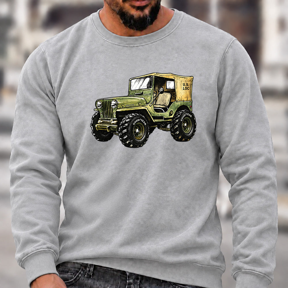 Retro Willys Offroad Jeep Crew Neck Sweatshirt