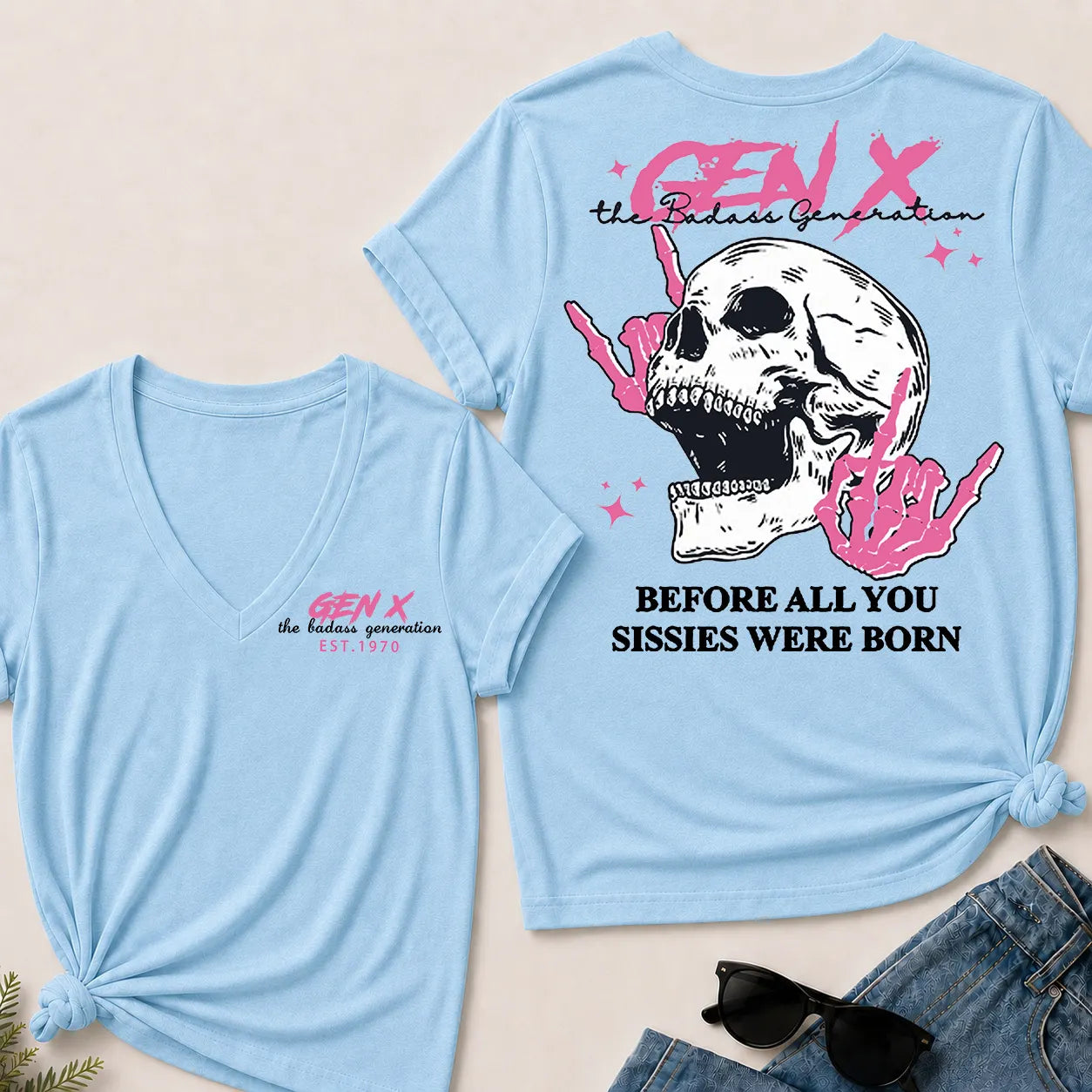 Custom Your Year Gen X – The Badass Generation V-Neck Tee
