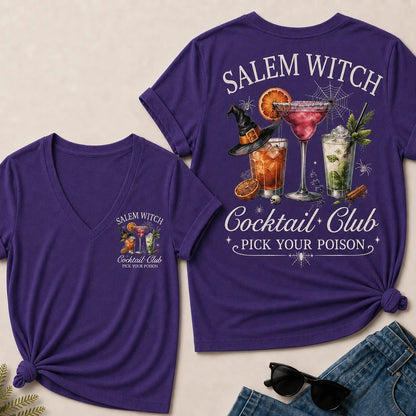"Salem Witch Cocktail Club – Pick Your Poison" V-Neck Tee