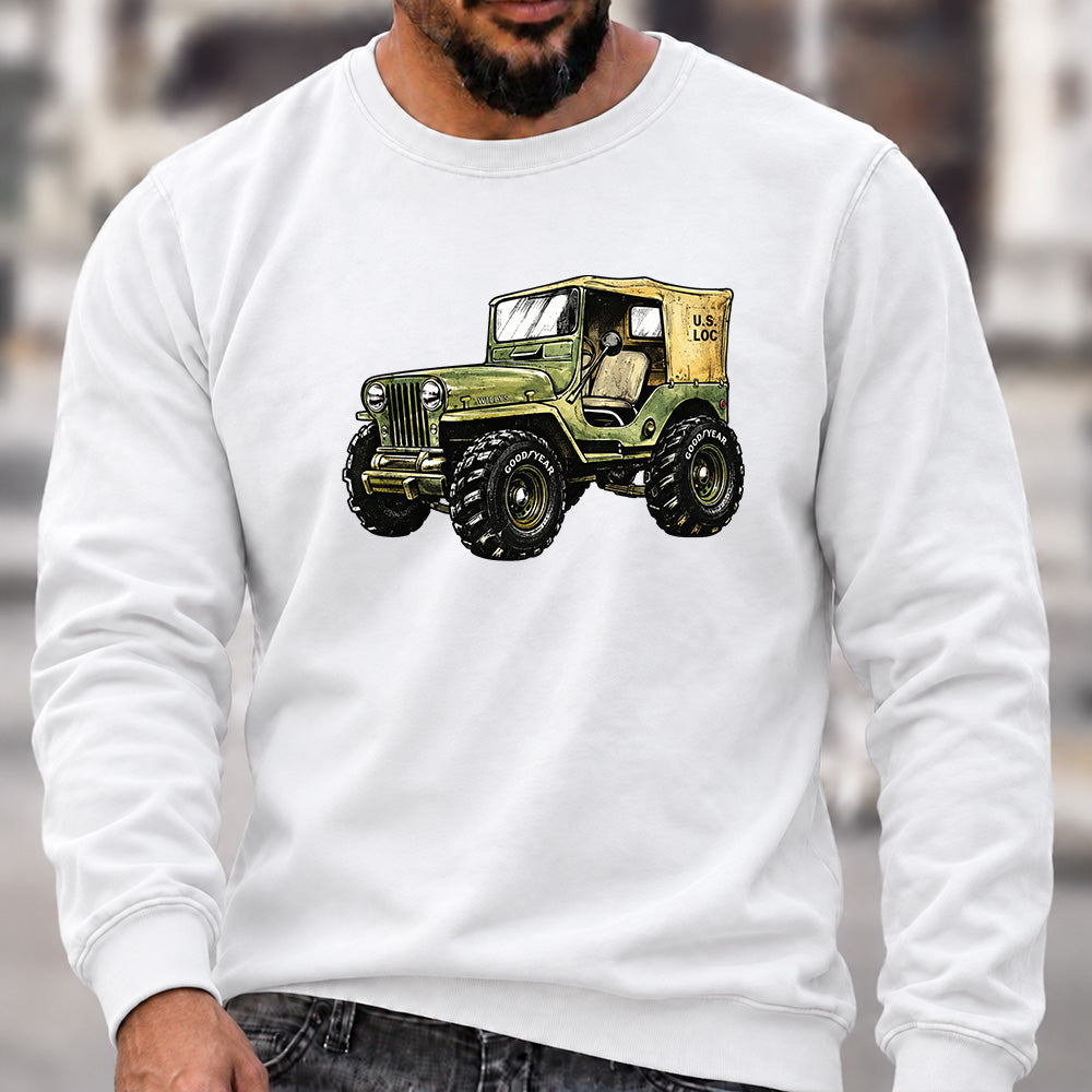Retro Willys Offroad Jeep Crew Neck Sweatshirt