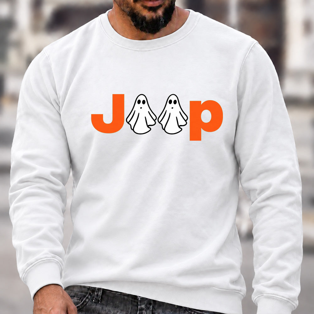 Jeep Ghost Halloween Crew Neck Sweatshirt, Offroad Men’s Graphic Casual Long Sleeve Pullover Top