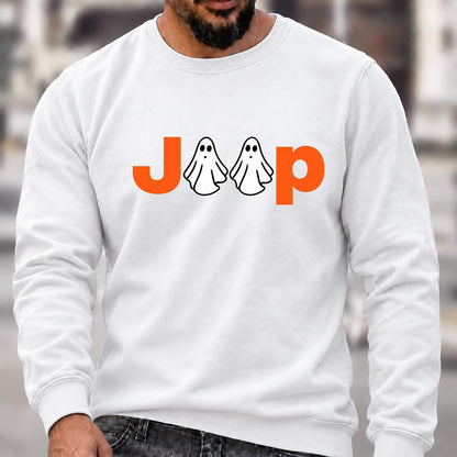 Jeep Ghost Halloween Crew Neck Sweatshirt, Offroad Men’s Graphic Casual Long Sleeve Pullover Top