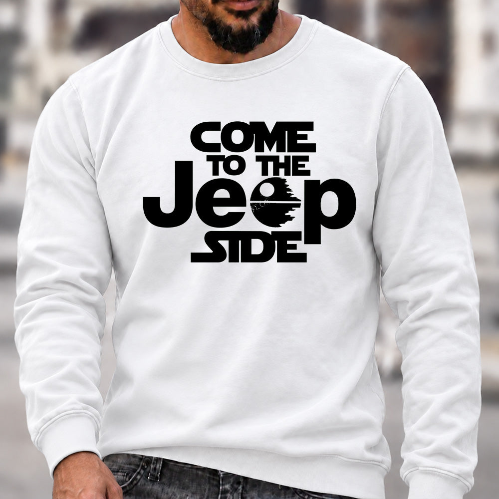 Come To The Jeep Side Crew Neck Sweatshirt Men Star Wars Inspired Jeep Graphic Casual Long Sleeve Pullover