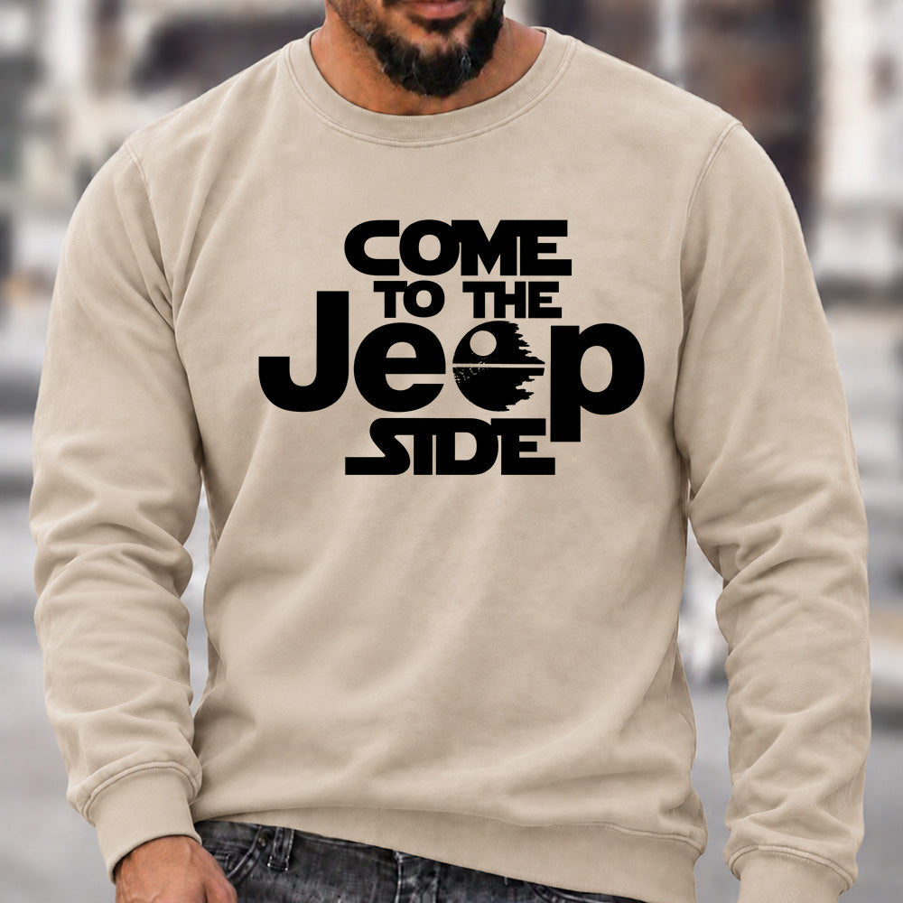 Come To The Jeep Side Crew Neck Sweatshirt Men Star Wars Inspired Jeep Graphic Casual Long Sleeve Pullover