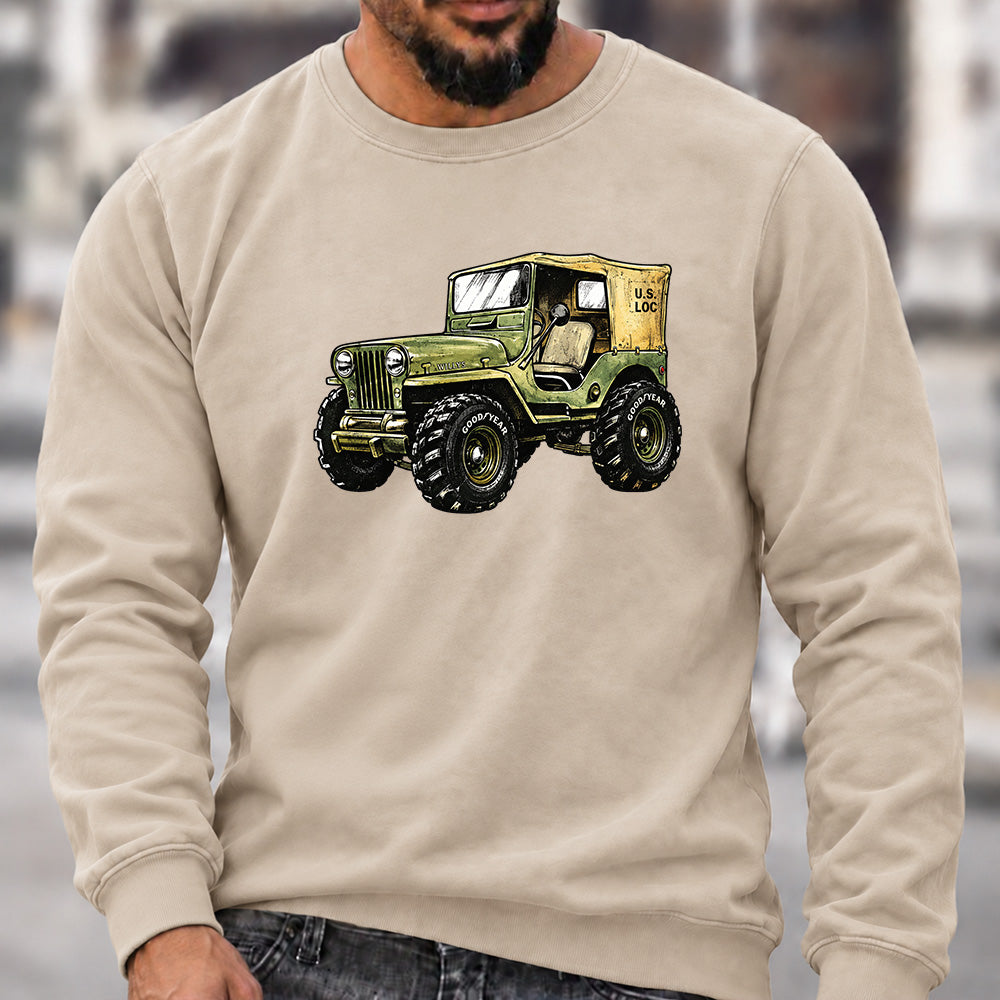 Retro Willys Offroad Jeep Crew Neck Sweatshirt