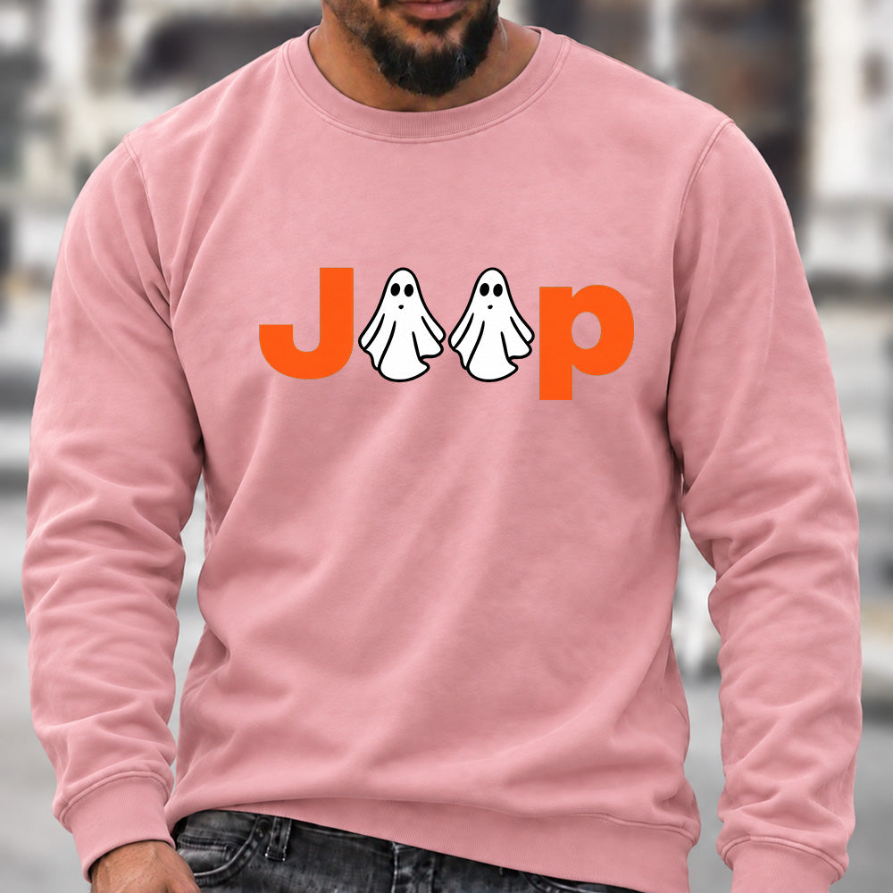 Jeep Ghost Halloween Crew Neck Sweatshirt, Offroad Men’s Graphic Casual Long Sleeve Pullover Top