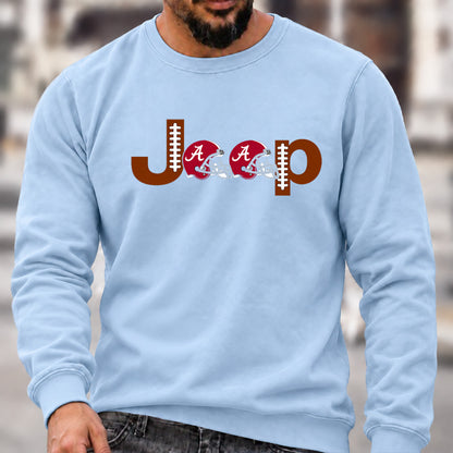 Men’s Crew Neck Sweatshirt, Alabama Crimson Tide Football Helmet Jeep Logo Graphic Pullover, College Football Fan Casual Top