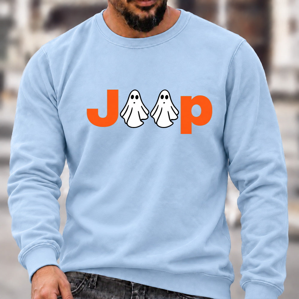 Jeep Ghost Halloween Crew Neck Sweatshirt, Offroad Men’s Graphic Casual Long Sleeve Pullover Top