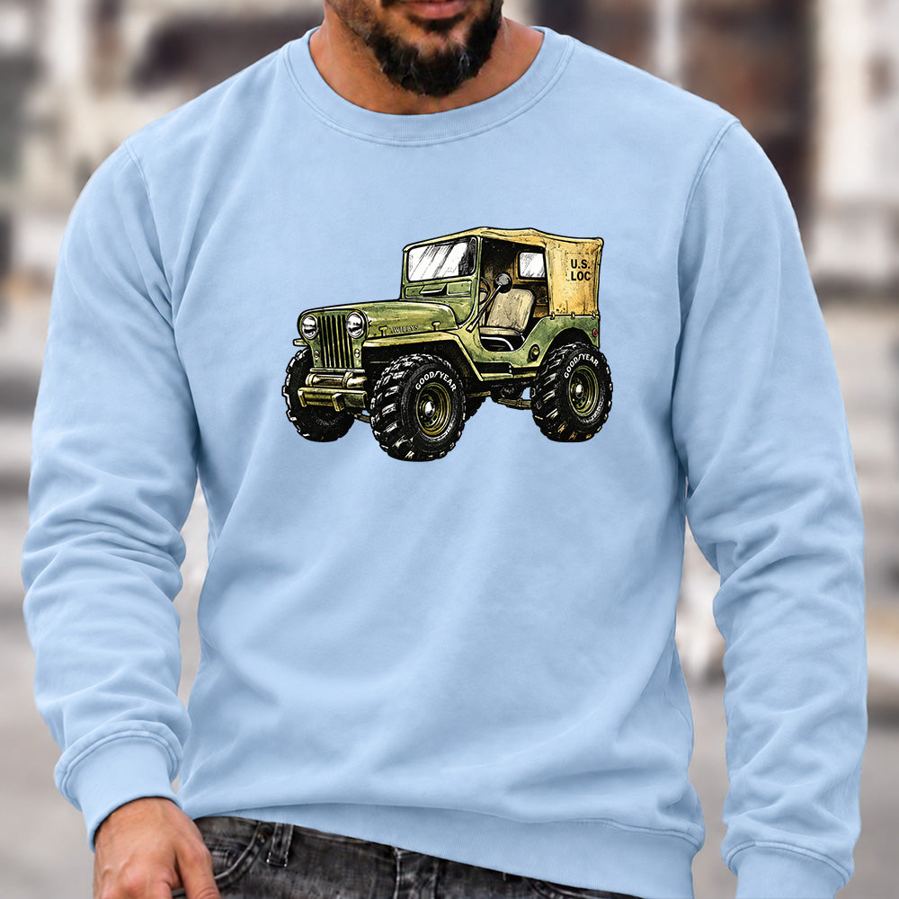 Retro Willys Offroad Jeep Crew Neck Sweatshirt