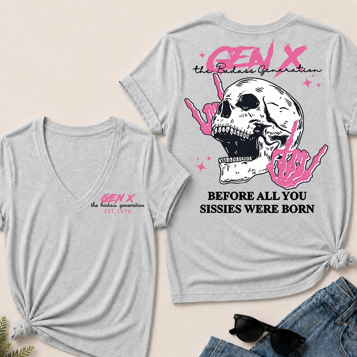 Custom Your Year Gen X – The Badass Generation V-Neck Tee