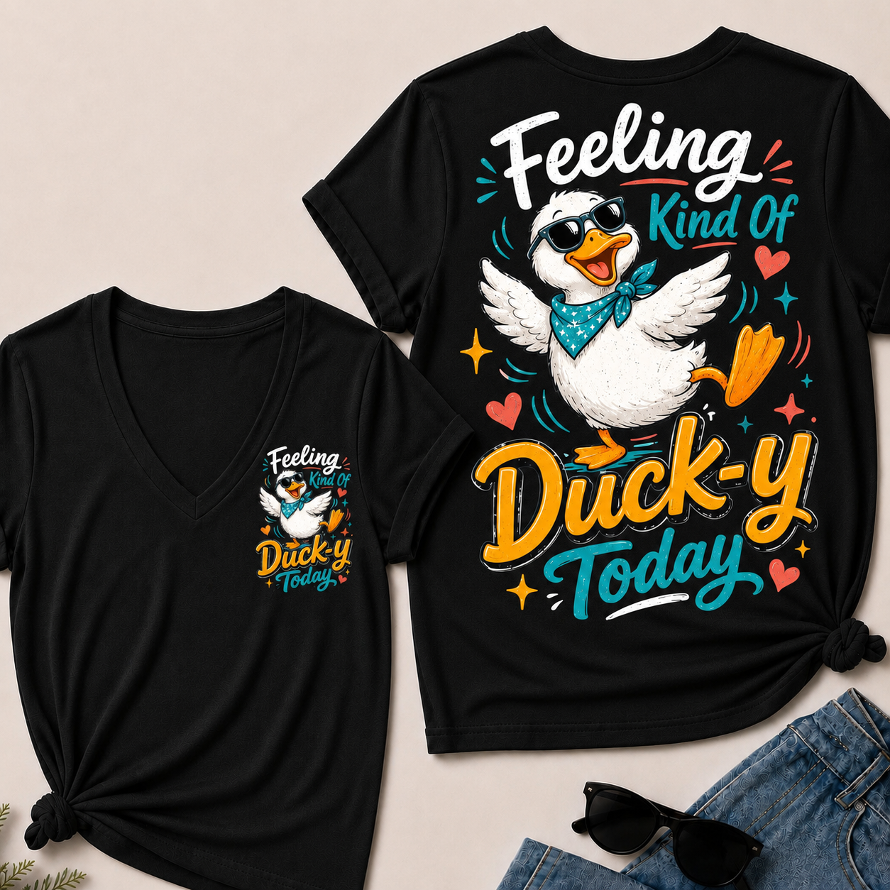 "Feeling Kind of Ducky Today" – V-Neck Tee