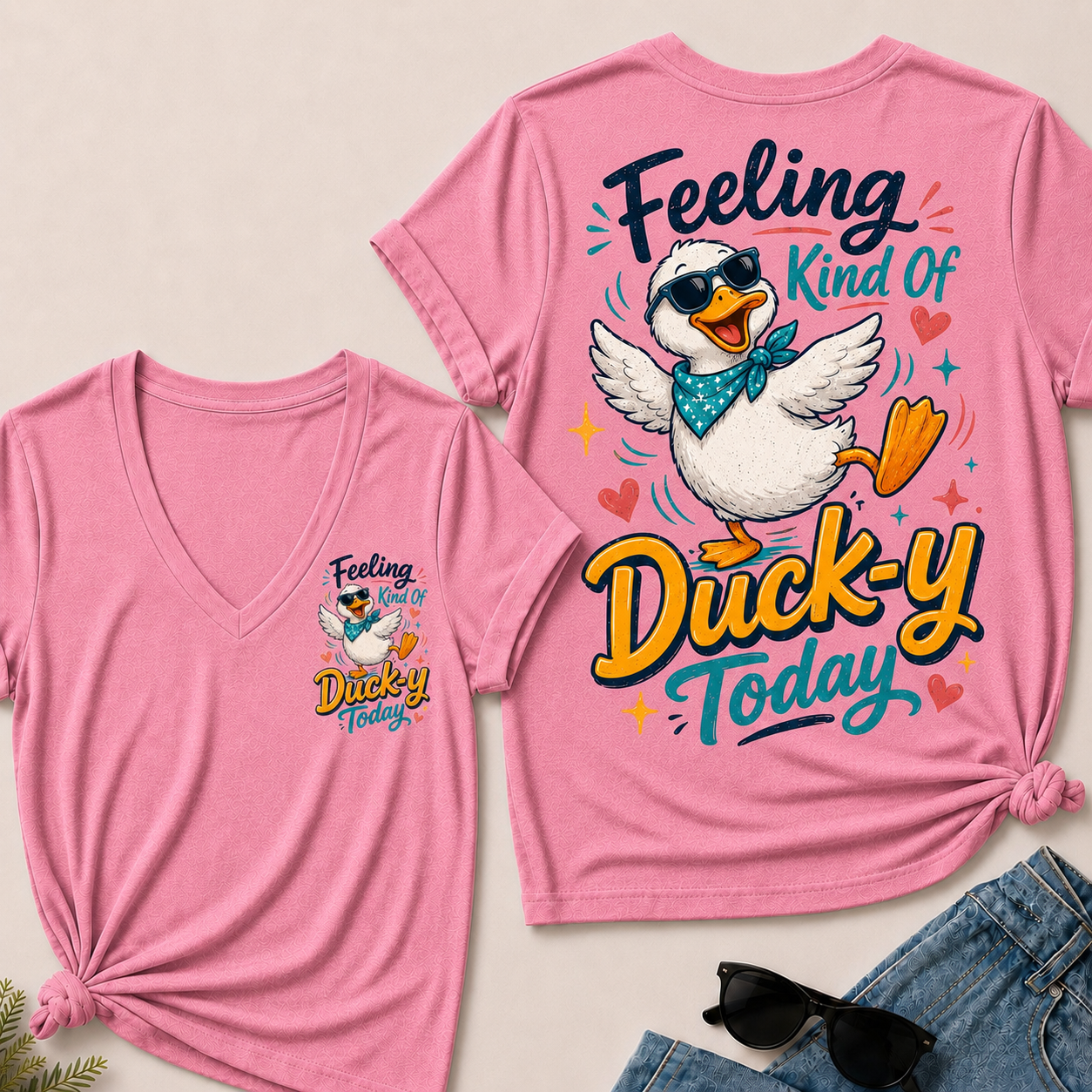 "Feeling Kind of Ducky Today" – V-Neck Tee