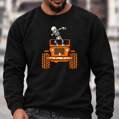 Dabbing Skeleton Jeep Crew Neck Sweatshirt Men Offroad Graphic Casual Long Sleeve Pullover