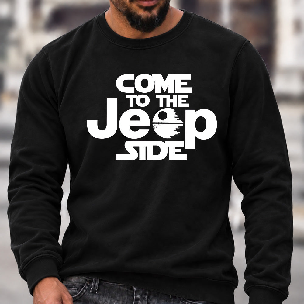Come To The Jeep Side Crew Neck Sweatshirt Men Star Wars Inspired Jeep Graphic Casual Long Sleeve Pullover