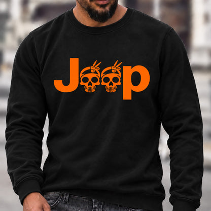 Jeep Skull Crew Neck Sweatshirt, Offroad Men’s Graphic Casual Long Sleeve Pullover Top