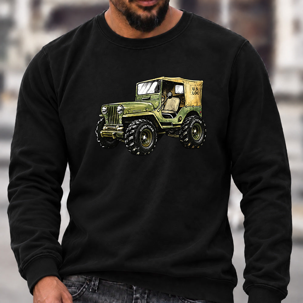 Retro Willys Offroad Jeep Crew Neck Sweatshirt