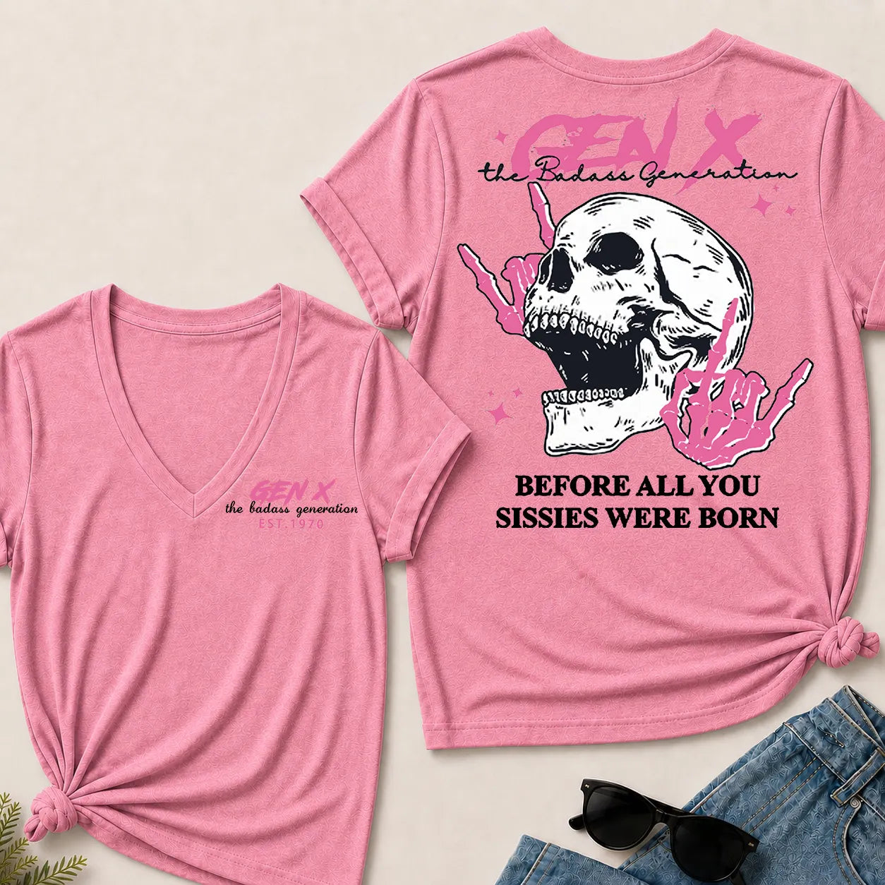 Custom Your Year Gen X – The Badass Generation V-Neck Tee