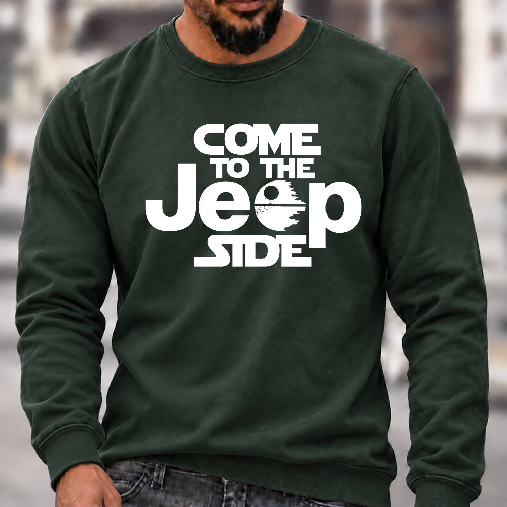 Come To The Jeep Side Crew Neck Sweatshirt Men Star Wars Inspired Jeep Graphic Casual Long Sleeve Pullover