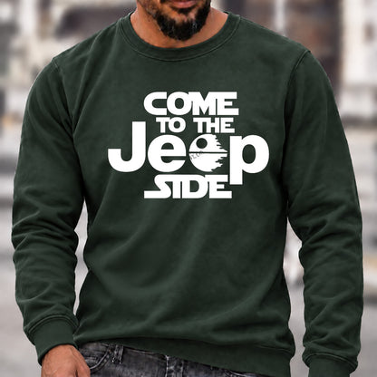Come To The Jeep Side Crew Neck Sweatshirt Men Star Wars Inspired Jeep Graphic Casual Long Sleeve Pullover