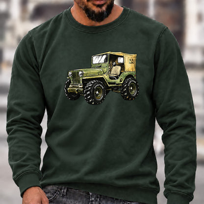 Retro Willys Offroad Jeep Crew Neck Sweatshirt