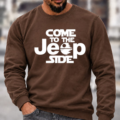 Come To The Jeep Side Crew Neck Sweatshirt Men Star Wars Inspired Jeep Graphic Casual Long Sleeve Pullover
