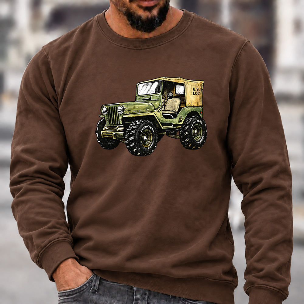 Retro Willys Offroad Jeep Crew Neck Sweatshirt