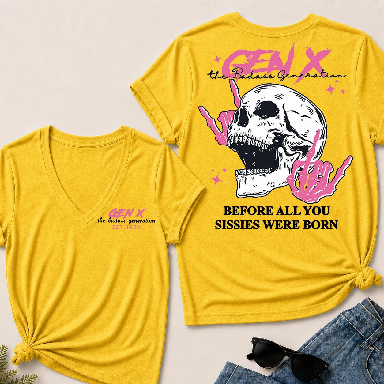 Custom Your Year Gen X – The Badass Generation V-Neck Tee