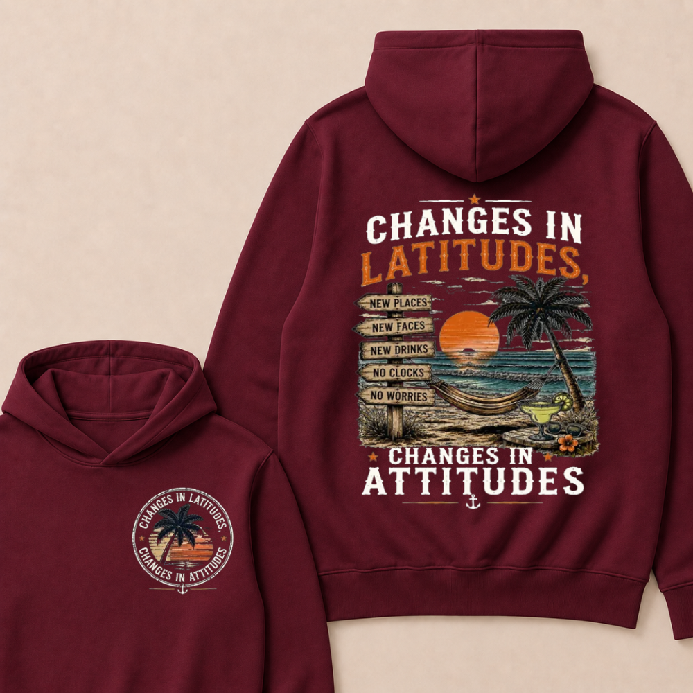 "Changes In Latitudes, Changes In Attitudes" Vintage Beach  Hoodie