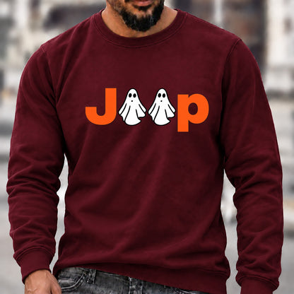Jeep Ghost Halloween Crew Neck Sweatshirt, Offroad Men’s Graphic Casual Long Sleeve Pullover Top