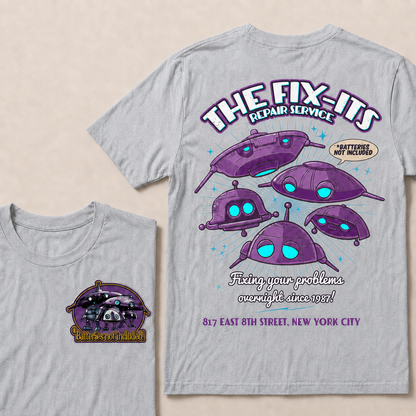 Batteries Not Included 1987 Inspired T-Shirt, The Fix-It Repair Service Retro Sci-Fi Graphic Tee, Vintage Alien Robot Movie Shirt, Unisex Gift