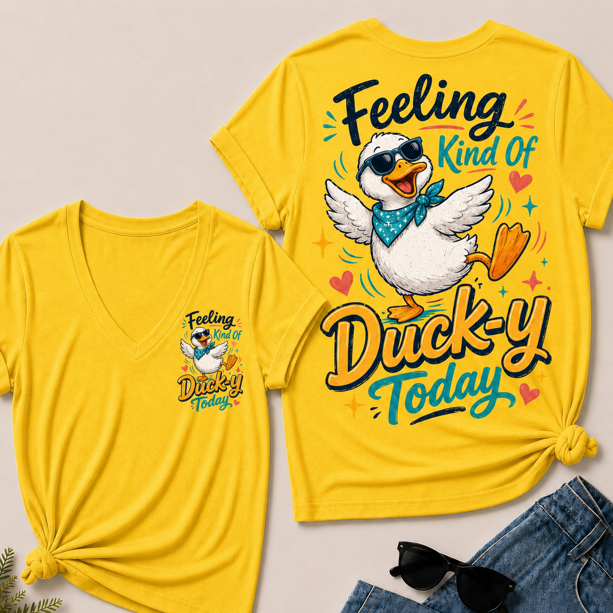 "Feeling Kind of Ducky Today" – V-Neck Tee