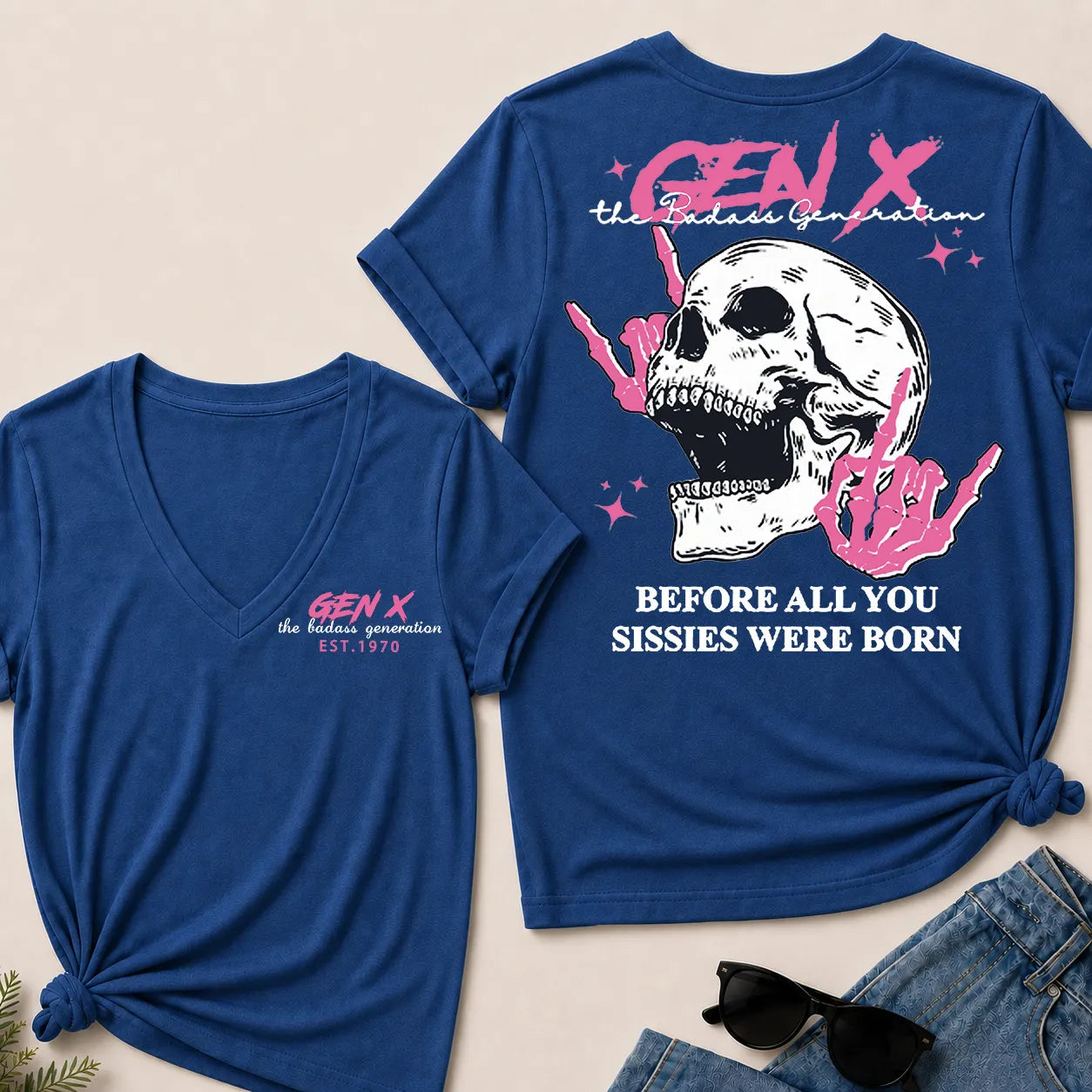 Custom Your Year Gen X – The Badass Generation V-Neck Tee