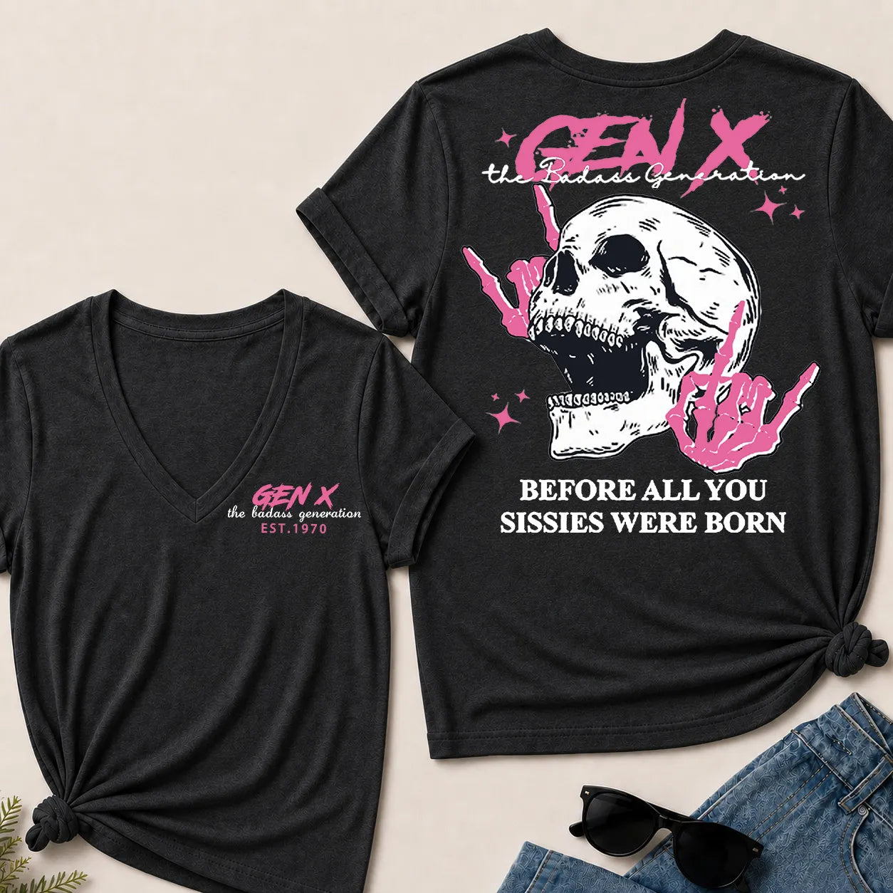 Custom Your Year Gen X – The Badass Generation V-Neck Tee