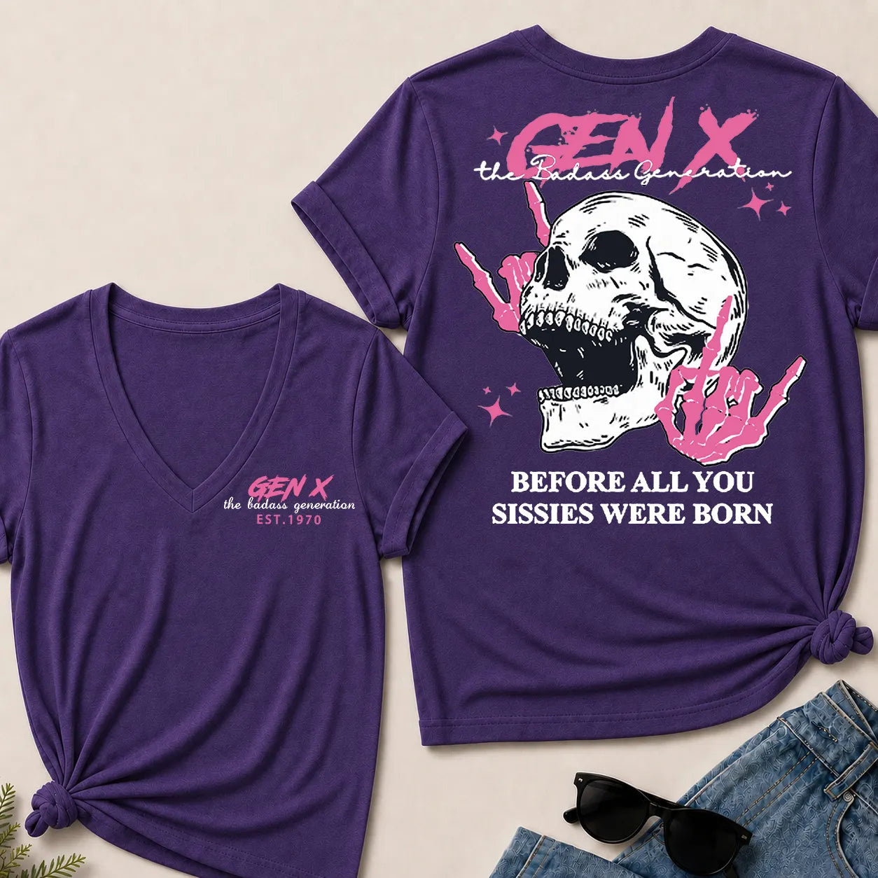 Custom Your Year Gen X – The Badass Generation V-Neck Tee