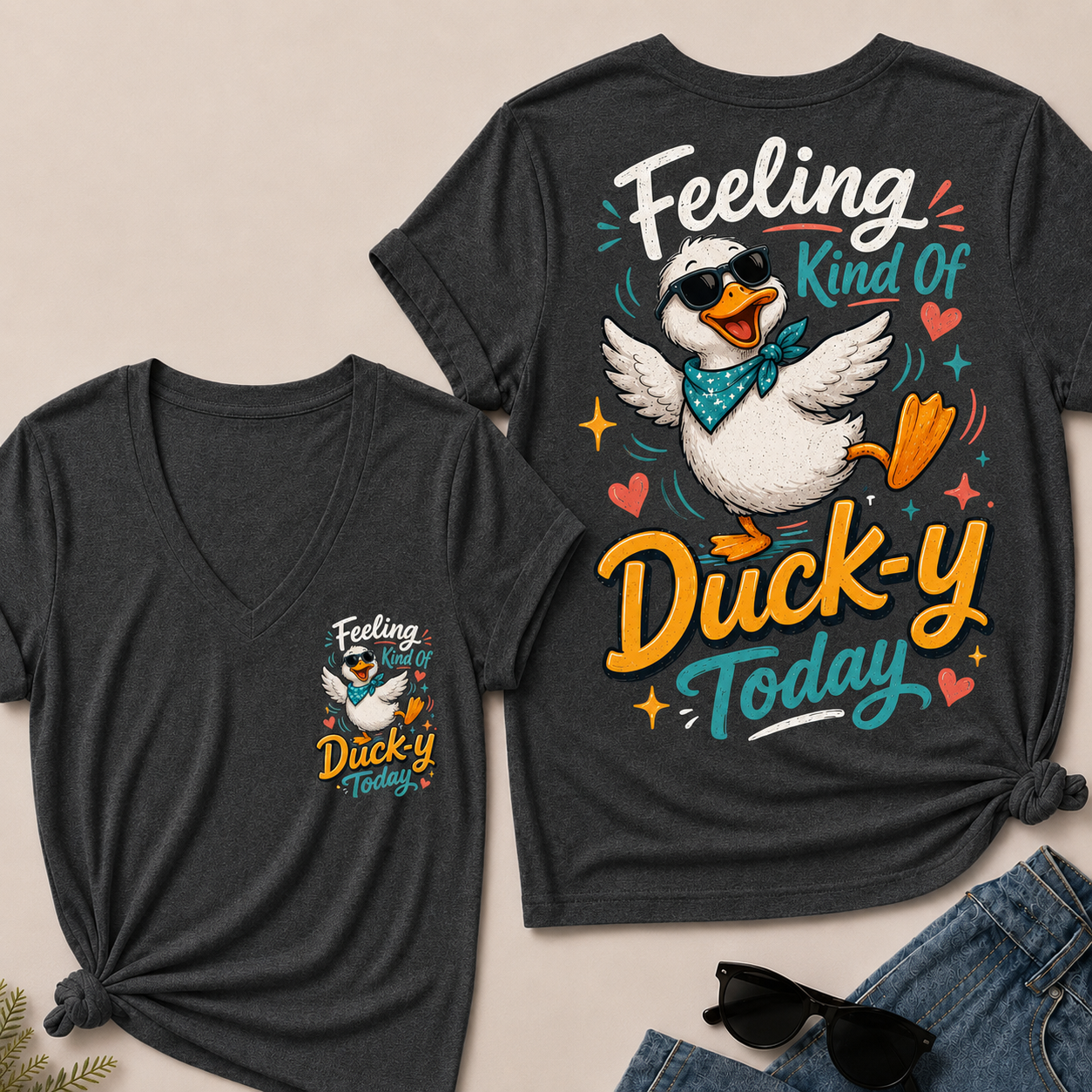 "Feeling Kind of Ducky Today" – V-Neck Tee