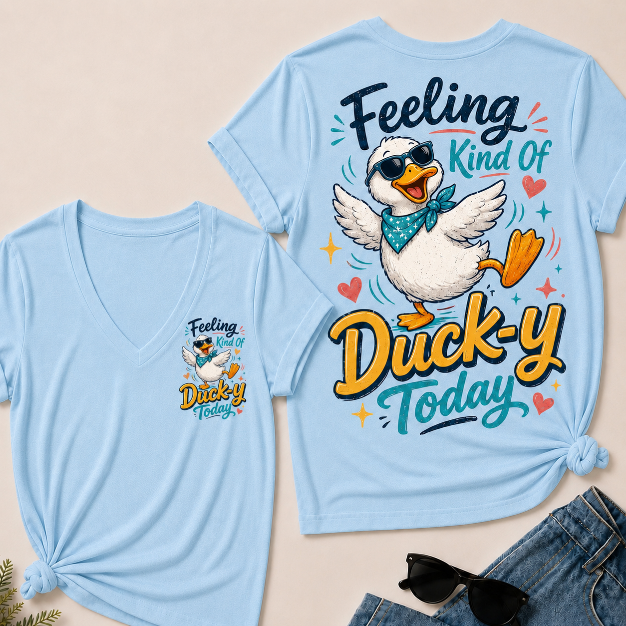 "Feeling Kind of Ducky Today" – V-Neck Tee